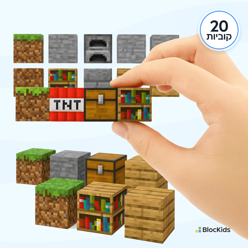 20 יחידות קוביות מגנטיות מיינקראפט איכותיות - BlocKids