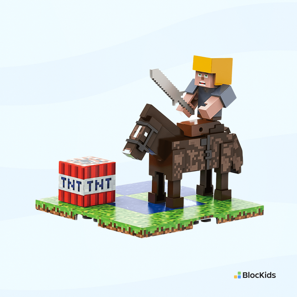 דמות לוחם רכוב על סוס קרב TNT - BlocKids